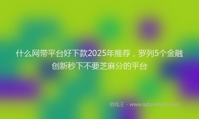 什么网带平台好下款2025年推荐，罗列5个金融创新秒下不要芝麻分的平台