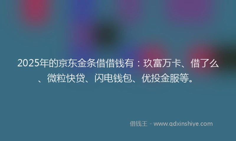 2025年的京东金条借借钱有：玖富万卡、借了么、微粒快贷、闪电钱包、优投金服等。