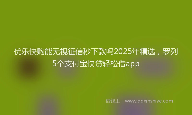 优乐快购能无视征信秒下款吗2025年精选,罗列5个支付宝快贷轻松借app