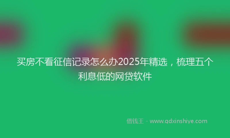 买房不看征信记录怎么办2025年精选，梳理五个利息低的网贷软件