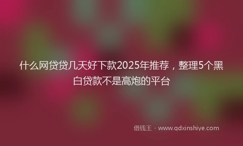 什么网贷贷几天好下款2025年推荐，整理5个黑白贷款不是高炮的平台