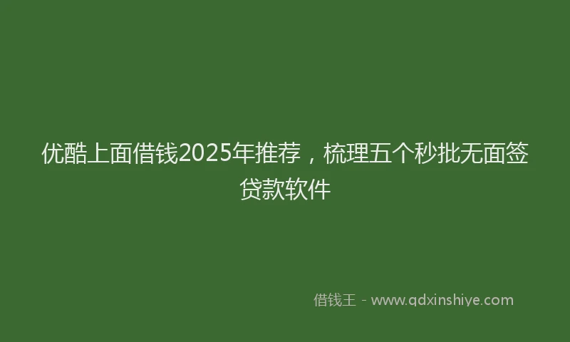 优酷上面借钱2025年推荐，梳理五个秒批无面签贷款软件