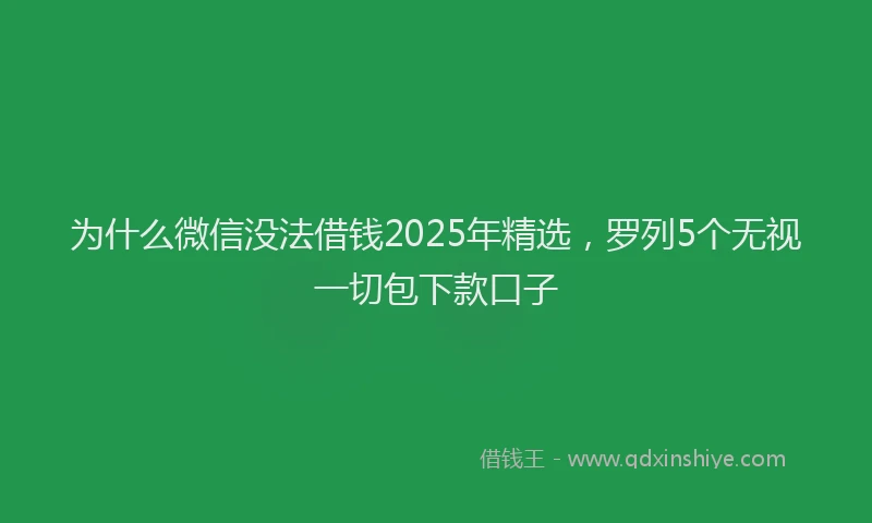 为什么微信没法借钱2025年精选，罗列5个无视一切包下款口子