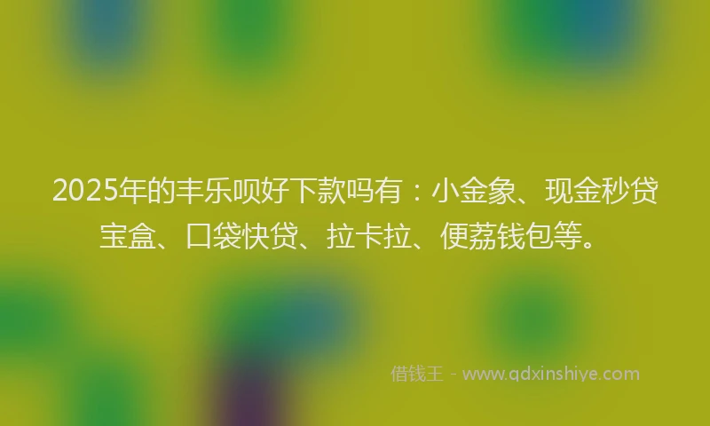 2025年的丰乐呗好下款吗有:小金象、现金秒贷宝盒、口袋快贷、拉卡拉、便荔钱包等。