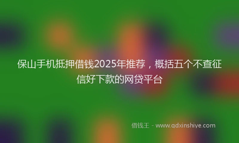 保山手机抵押借钱2025年推荐，概括五个不查征信好下款的网贷平台