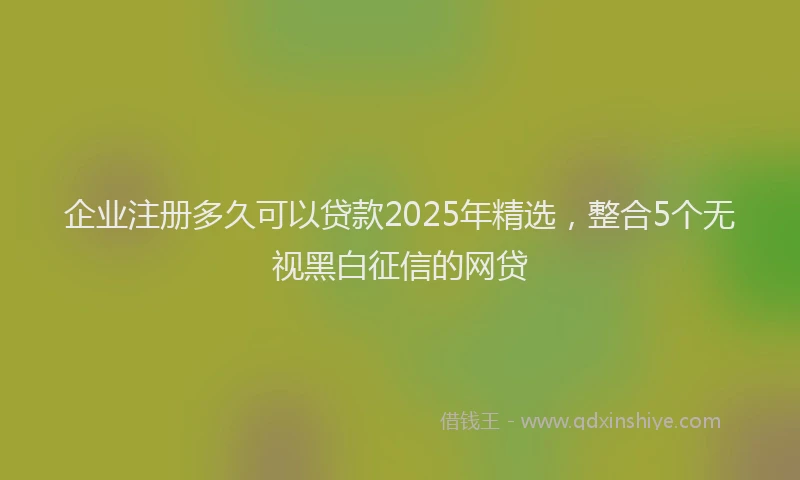 企业注册多久可以贷款2025年精选,整合5个无视黑白征信的网贷