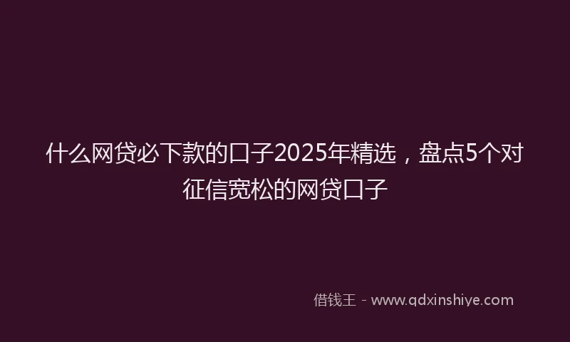 什么网贷必下款的口子2025年精选，盘点5个对征信宽松的网贷口子