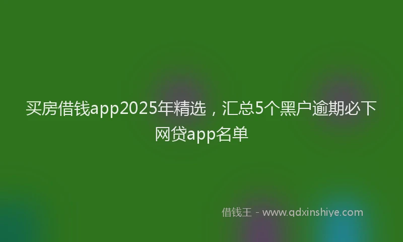 买房借钱app2025年精选，汇总5个黑户逾期必下网贷app名单