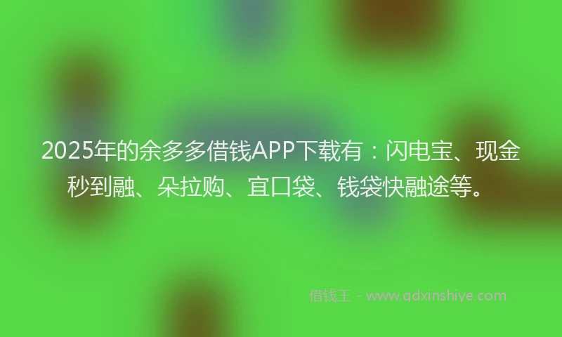 2025年的余多多借钱APP下载有：闪电宝、现金秒到融、朵拉购、宜口袋、钱袋快融途等。