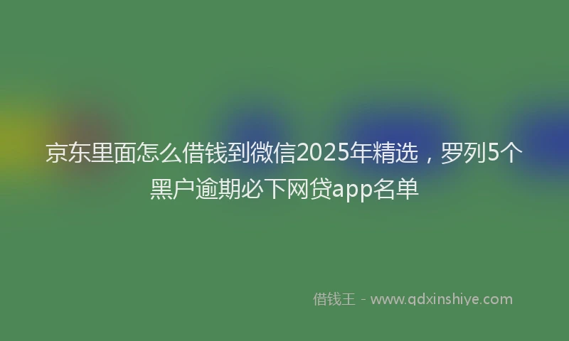 京东里面怎么借钱到微信2025年精选，罗列5个黑户逾期必下网贷app名单