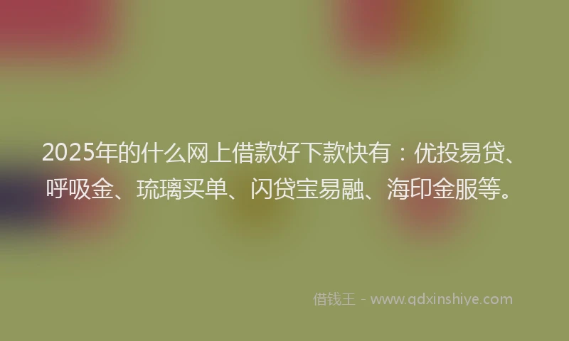 2025年的什么网上借款好下款快有：优投易贷、呼吸金、琉璃买单、闪贷宝易融、海印金服等。