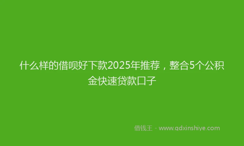 什么样的借呗好下款2025年推荐，整合5个公积金快速贷款口子