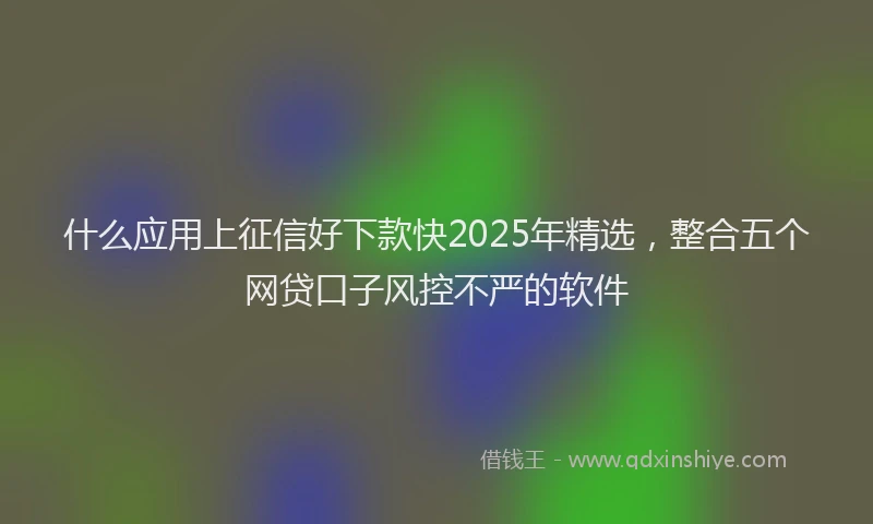 什么应用上征信好下款快2025年精选，整合五个网贷口子风控不严的软件