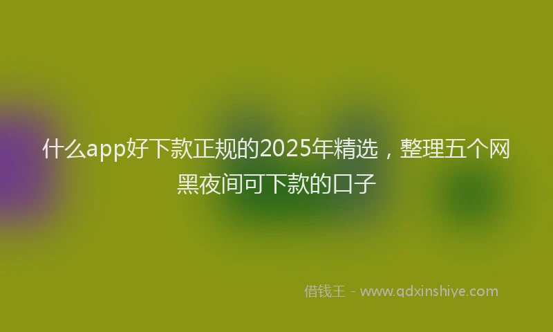 什么app好下款正规的2025年精选，整理五个网黑夜间可下款的口子