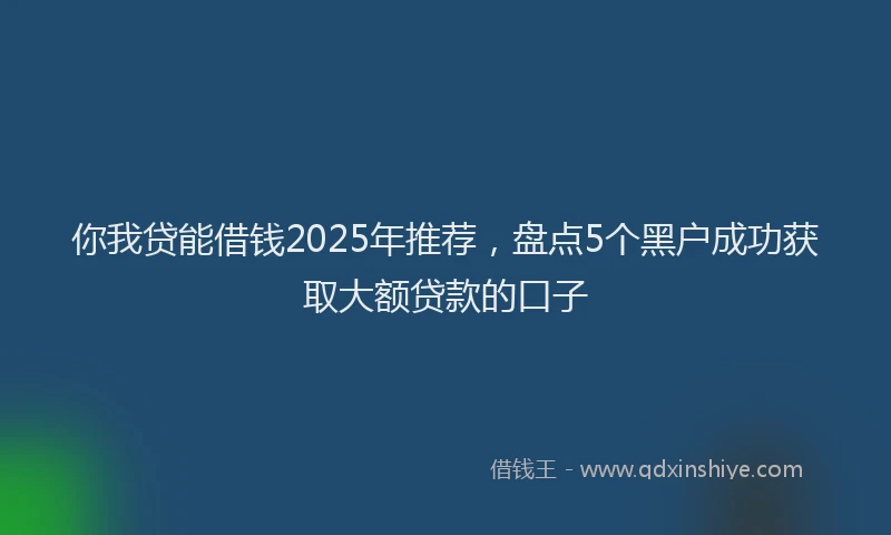 你我贷能借钱2025年推荐,盘点5个黑户成功获取大额贷款的口子