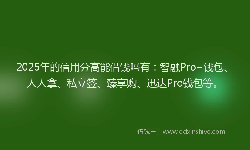 2025年的信用分高能借钱吗有：智融Pro+钱包、人人拿、私立签、臻享购、迅达Pro钱包等。