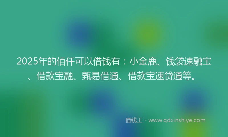 2025年的佰仟可以借钱有：小金鹿、钱袋速融宝、借款宝融、甄易借通、借款宝速贷通等。