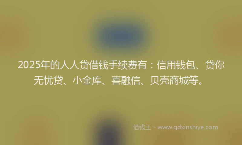 2025年的人人贷借钱手续费有：信用钱包、贷你无忧贷、小金库、喜融信、贝壳商城等。