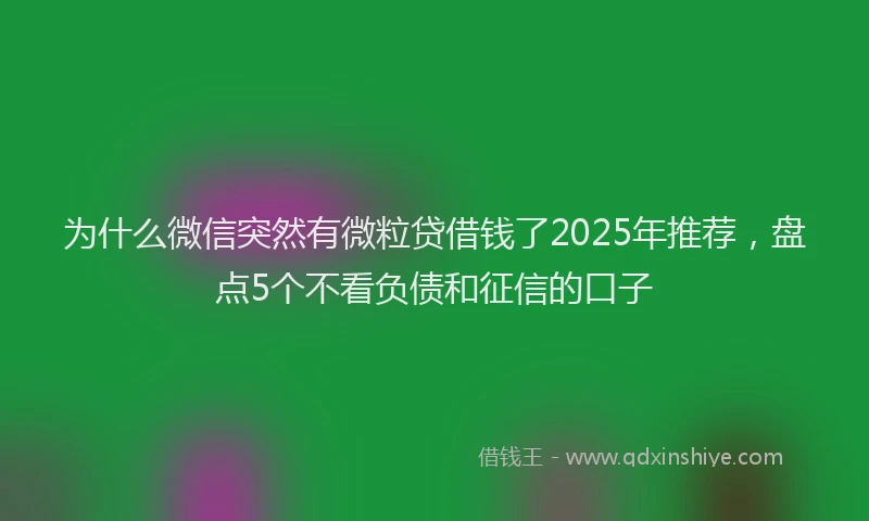 为什么微信突然有微粒贷借钱了2025年推荐,盘点5个不看负债和征信的口子
