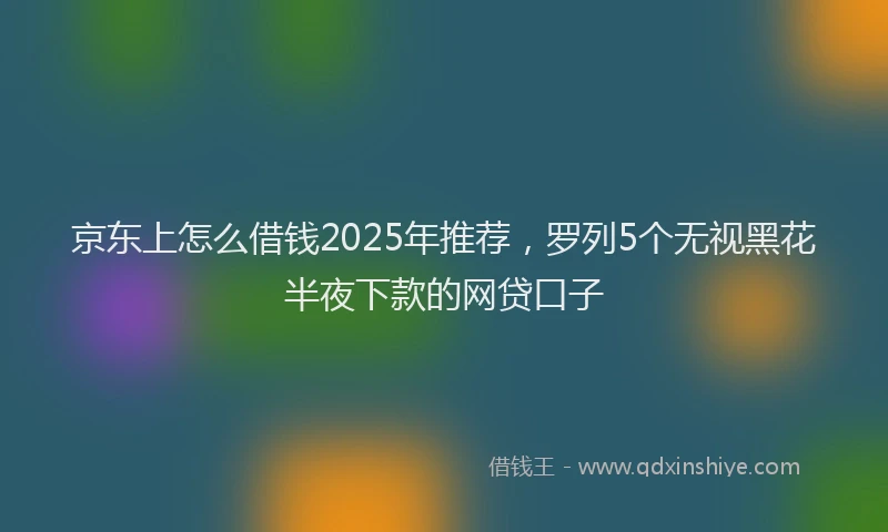 京东上怎么借钱2025年推荐，罗列5个无视黑花半夜下款的网贷口子
