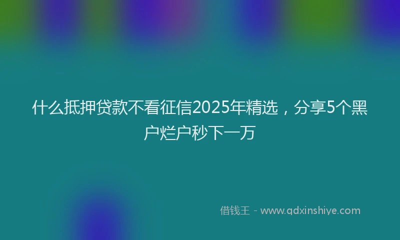 什么抵押贷款不看征信2025年精选，分享5个黑户烂户秒下一万