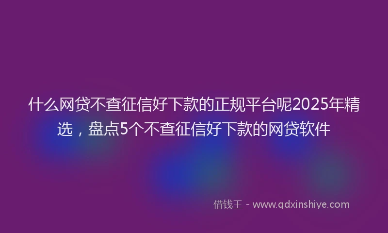 什么网贷不查征信好下款的正规平台呢2025年精选，盘点5个不查征信好下款的网贷软件