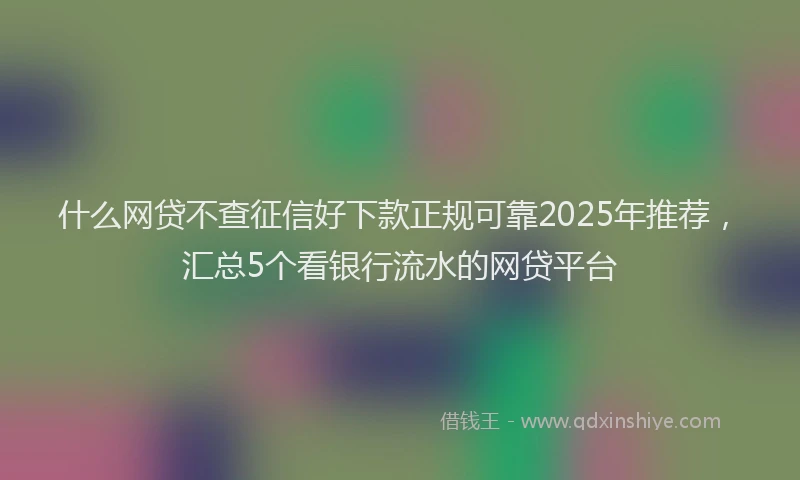什么网贷不查征信好下款正规可靠2025年推荐,汇总5个看银行流水的网贷平台