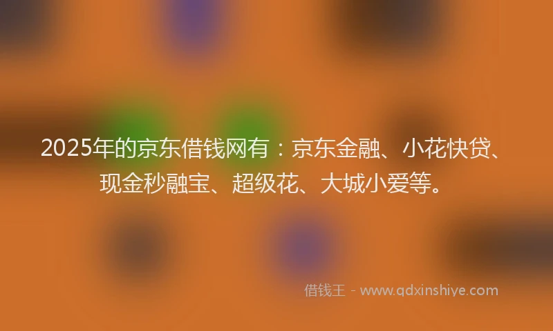 2025年的京东借钱网有：京东金融、小花快贷、现金秒融宝、超级花、大城小爱等。