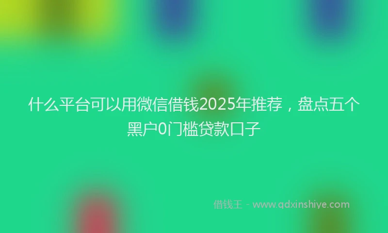 什么平台可以用微信借钱2025年推荐，盘点五个黑户0门槛贷款口子