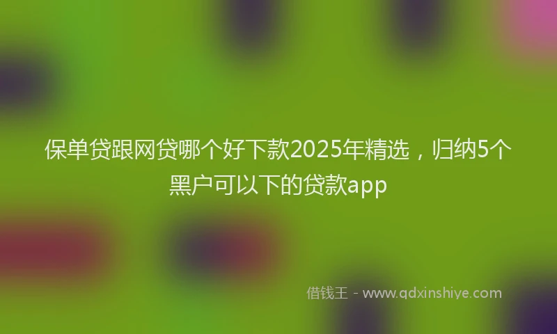 保单贷跟网贷哪个好下款2025年精选，归纳5个黑户可以下的贷款app