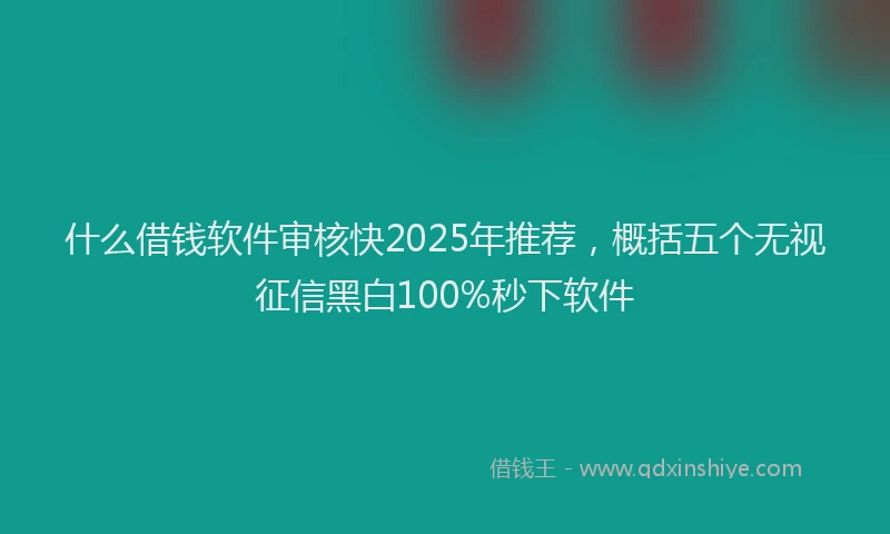 什么借钱软件审核快2025年推荐，概括五个无视征信黑白100%秒下软件