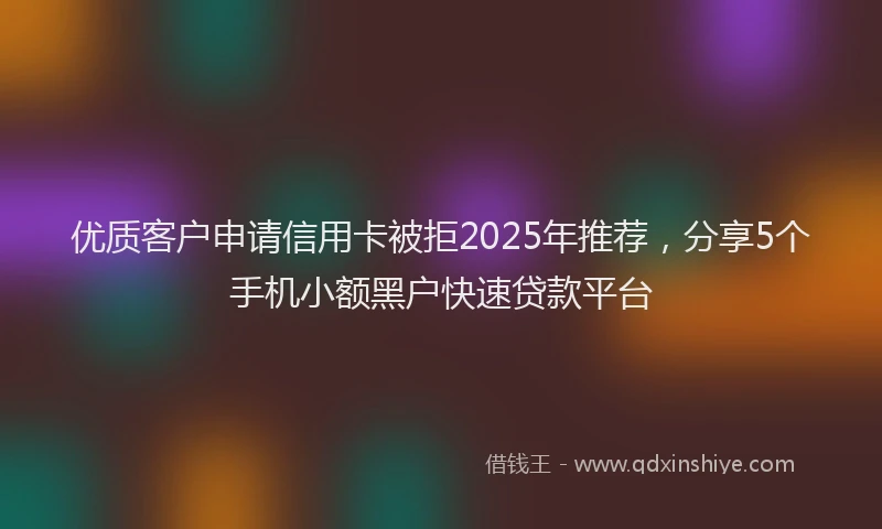 优质客户申请信用卡被拒2025年推荐，分享5个手机小额黑户快速贷款平台