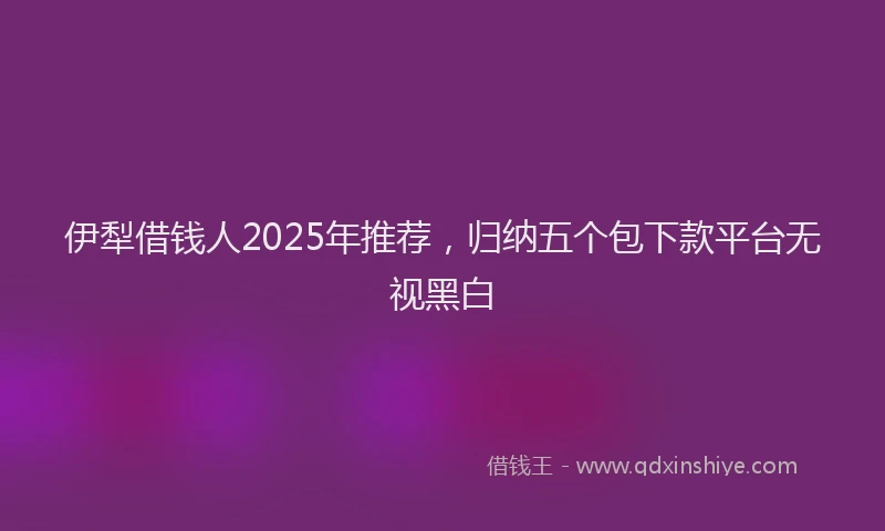 伊犁借钱人2025年推荐，归纳五个包下款平台无视黑白