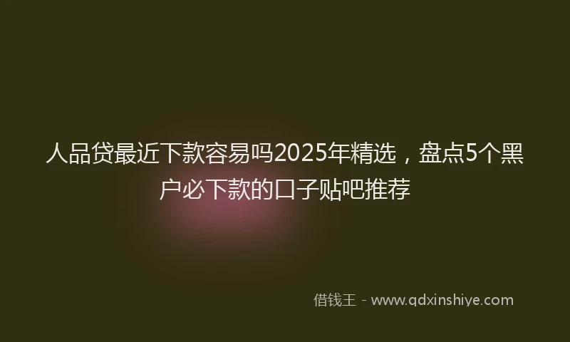 人品贷最近下款容易吗2025年精选，盘点5个黑户必下款的口子贴吧推荐