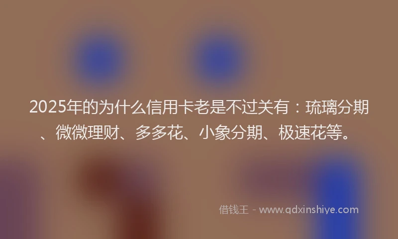 2025年的为什么信用卡老是不过关有：琉璃分期、微微理财、多多花、小象分期、极速花等。