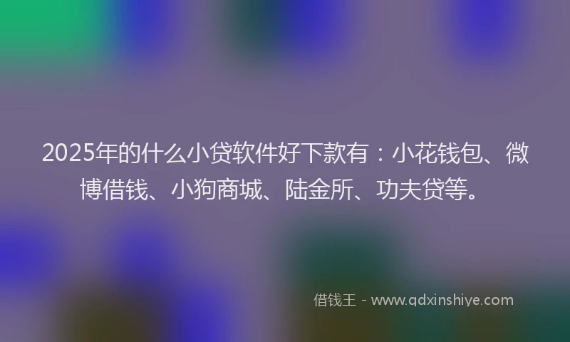 2025年的什么小贷软件好下款有：小花钱包、微博借钱、小狗商城、陆金所、功夫贷等。