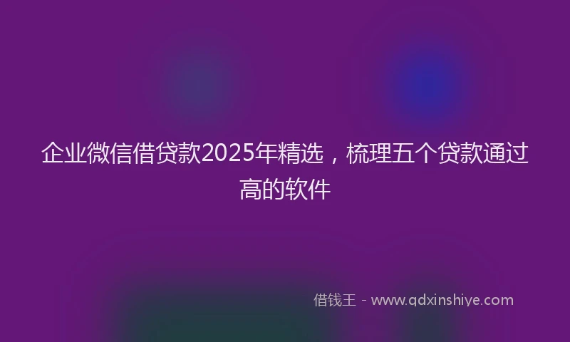 企业微信借贷款2025年精选，梳理五个贷款通过高的软件