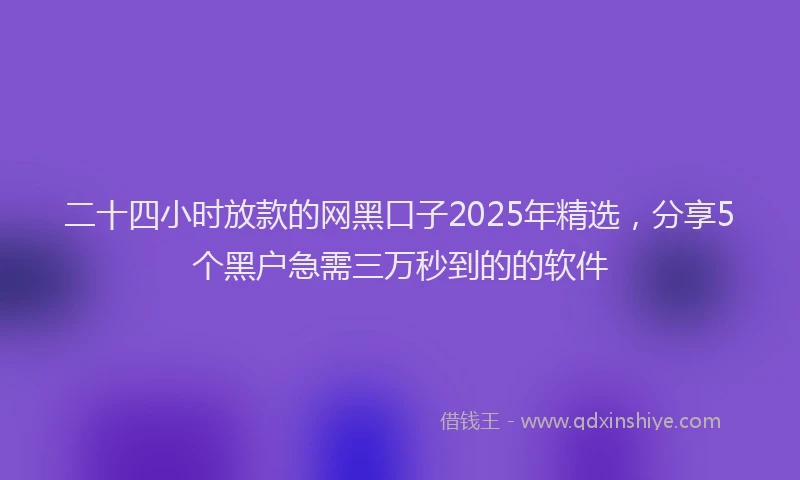 二十四小时放款的网黑口子2025年精选，分享5个黑户急需三万秒到的的软件
