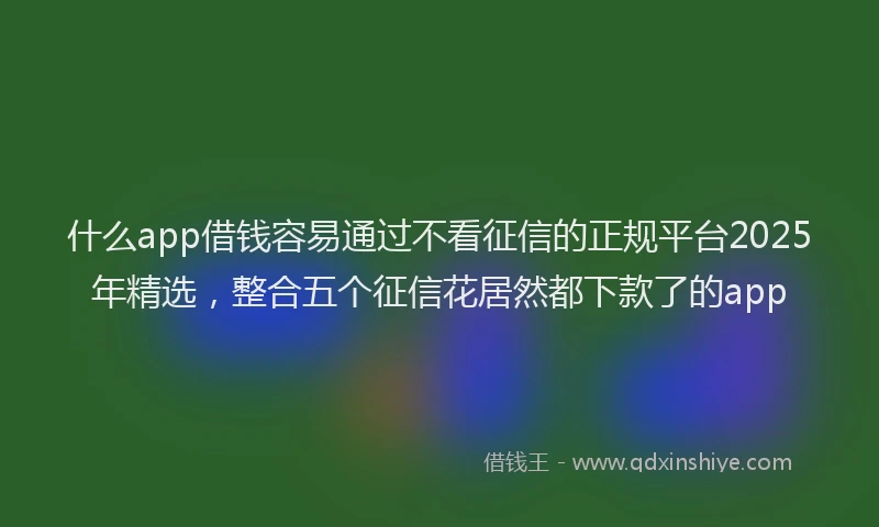 什么app借钱容易通过不看征信的正规平台2025年精选，整合五个征信花居然都下款了的app