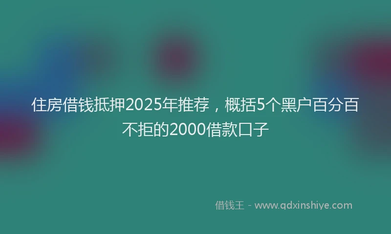 住房借钱抵押2025年推荐，概括5个黑户百分百不拒的2000借款口子