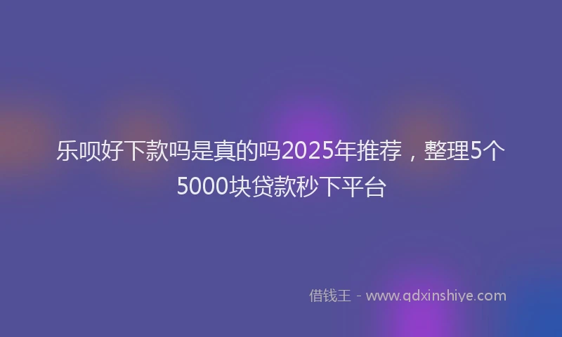 乐呗好下款吗是真的吗2025年推荐，整理5个5000块贷款秒下平台