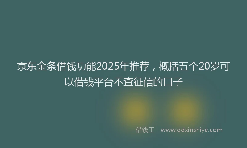 京东金条借钱功能2025年推荐,概括五个20岁可以借钱平台不查征信的口子