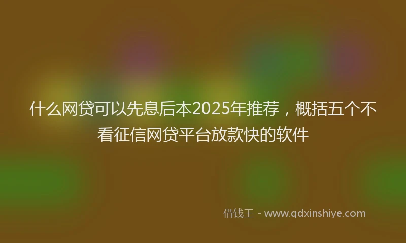 什么网贷可以先息后本2025年推荐，概括五个不看征信网贷平台放款快的软件