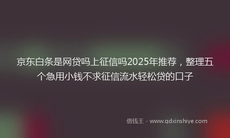 京东白条是网贷吗上征信吗2025年推荐，整理五个急用小钱不求征信流水轻松贷的口子