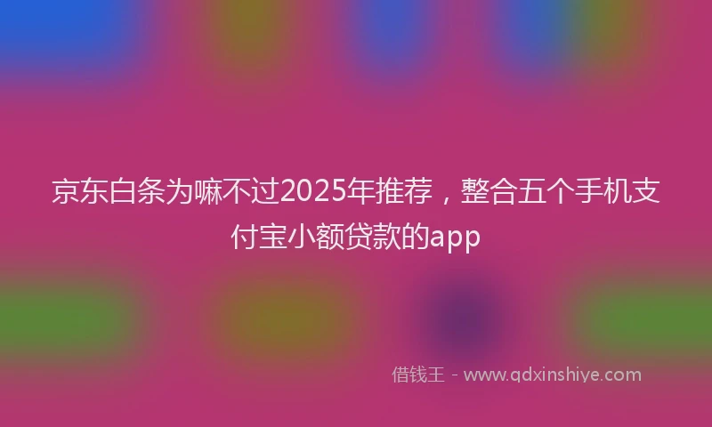 京东白条为嘛不过2025年推荐，整合五个手机支付宝小额贷款的app