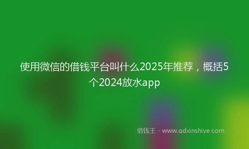 使用微信的借钱平台叫什么2025年推荐，概括5个2024放水app