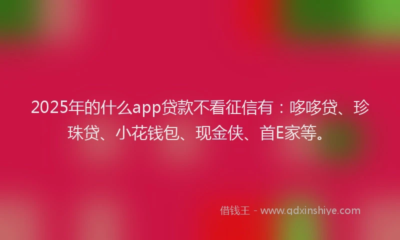 2025年的什么app贷款不看征信有:哆哆贷、珍珠贷、小花钱包、现金侠、首E家等。