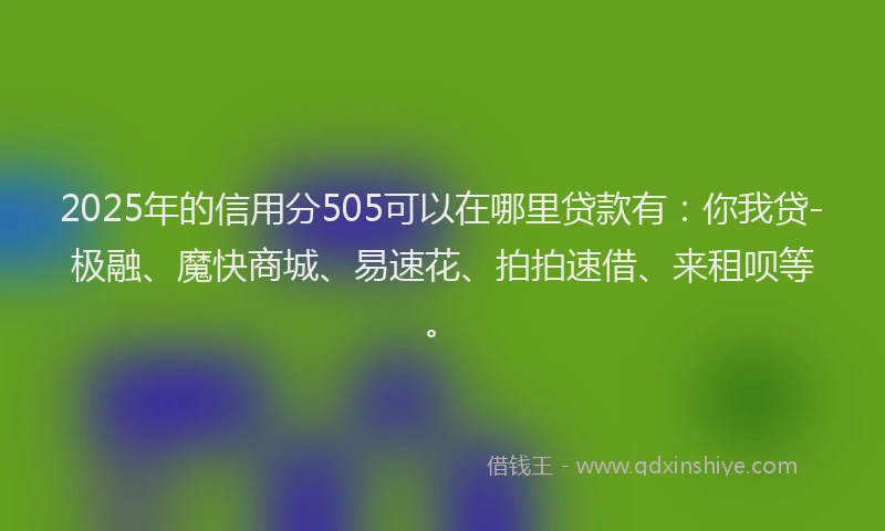 2025年的信用分505可以在哪里贷款有：你我贷-极融、魔快商城、易速花、拍拍速借、来租呗等。