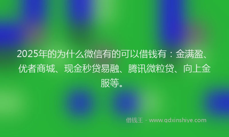 2025年的为什么微信有的可以借钱有:金满盈、优者商城、现金秒贷易融、腾讯微粒贷、向上金服等。