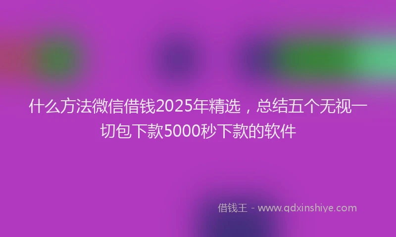 什么方法微信借钱2025年精选，总结五个无视一切包下款5000秒下款的软件